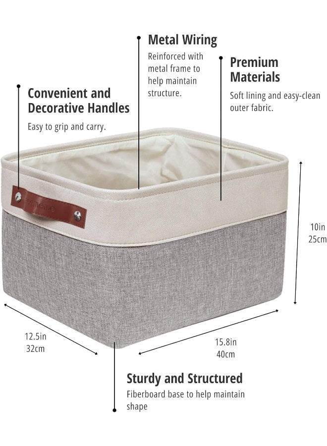 DECOMOMO Storage Baskets for Shelves - Fabric Storage Bins, Linen Closet Organizers and Storage (Grey & White, XL - 3 Pack) - Image 4