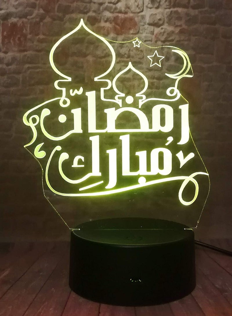 althiqahkey Creative Ramadan Mubarak EID Mubarak Holy Month 3D LED 16 Color Change Night Light Table Lamp for Eid Ramadan Mubarak Enfants Boys Party Home Bedroom Decoration Friends Believers Gift  - Image 1