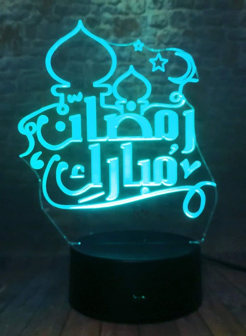althiqahkey Creative Ramadan Mubarak EID Mubarak Holy Month 3D LED 16 Color Change Night Light Table Lamp for Eid Ramadan Mubarak Enfants Boys Party Home Bedroom Decoration Friends Believers Gift  - Image 2