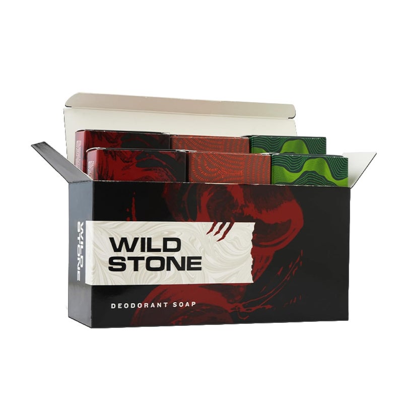 Wild Stone Soap Combo for Men Pack of 6 100gm each 2 Ultra Sensual2 Forest Spice and 2 Musk Soap Refreshing Bathing Soap with Fragrance Freshness Mens Soaps for Bath - Image 1