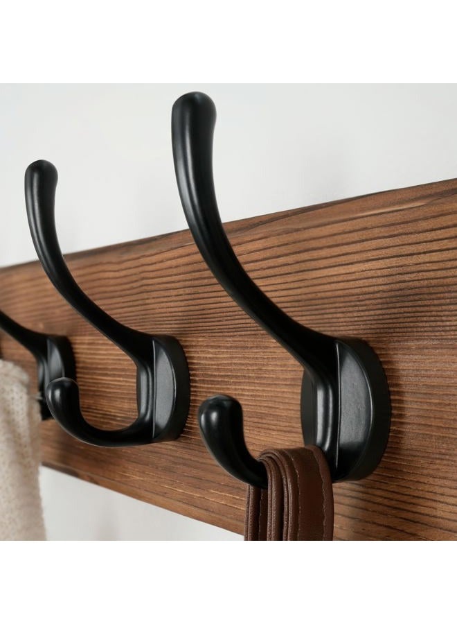 Dseap Coat Rack Wall Mounted with 5 Coat Hooks - Heavy Duty Wooden Wall Coat Hanger for Clothes Hat Jacket Clothing, Natural & Black - Image 4