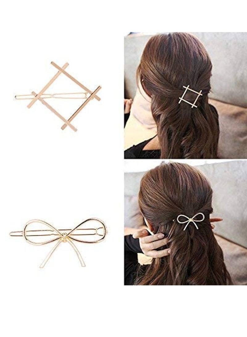 SGM Pieces Minimalist Hair Clips Hairpin Hair Clamps Circle Triangle Moon and Infinity Pattern for Women Girls Gold & Silver - Image 2