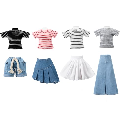 Bencailor 8 Pieces Summer Doll Clothes and Accessories for 115 Inch Girl Dolls Casual Sport Sweet Sweaters Denim Pant Regular Outfit ClothingShirt - Image 1