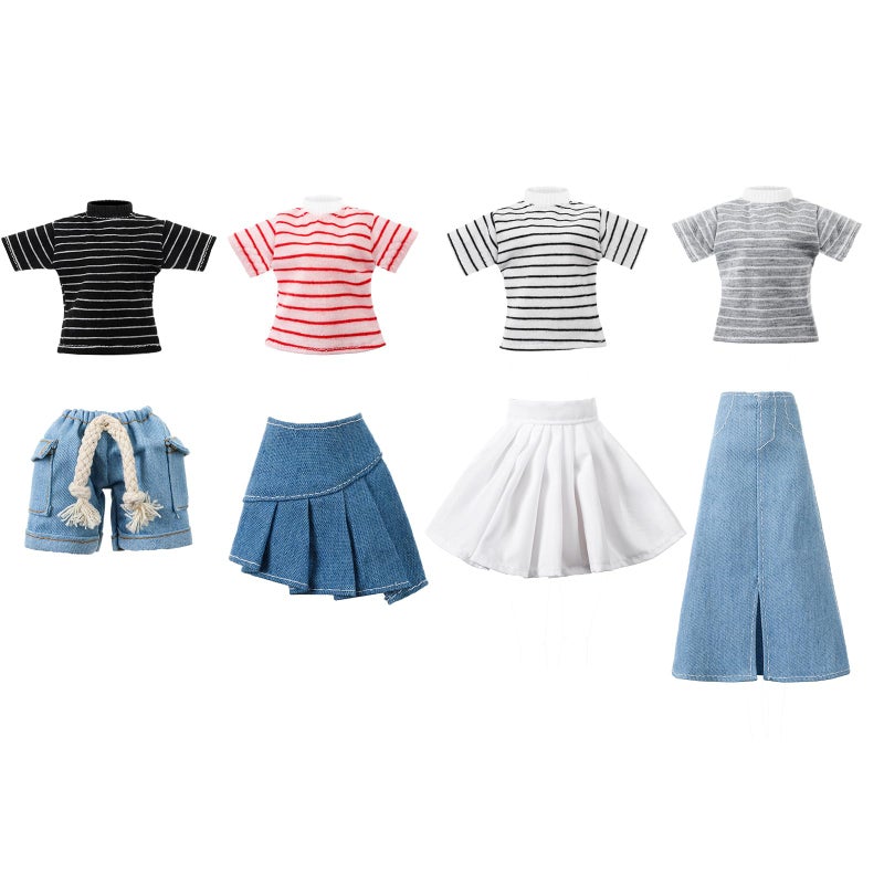 Bencailor 8 Pieces Summer Doll Clothes and Accessories for 115 Inch Girl Dolls Casual Sport Sweet Sweaters Denim Pant Regular Outfit ClothingShirt - Image 2