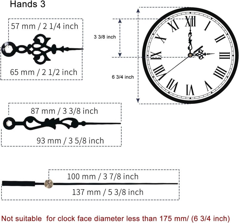 EMOON Clock Movement Mechanism Kit with 3 Pack Hands, Silent Sweep Quartz 12888 Motor, DIY Replacement for Custom Clock - Image 4