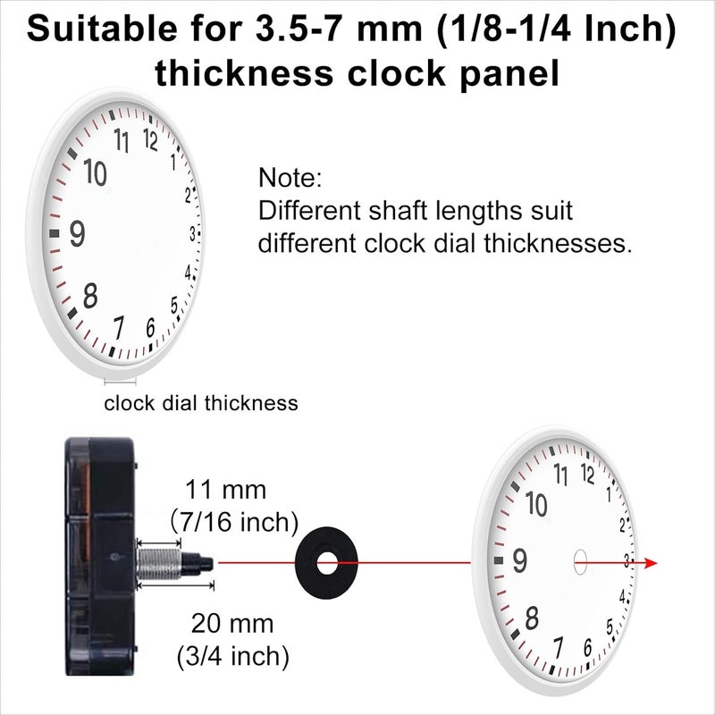 EMOON Clock Movement Mechanism Kit with 3 Pack Hands, Silent Sweep Quartz 12888 Motor, DIY Replacement for Custom Clock - Image 2