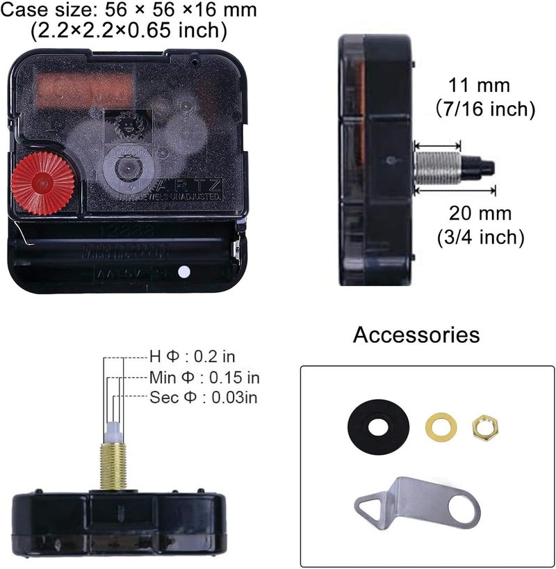 EMOON Clock Movement Mechanism Kit with 3 Pack Hands, Silent Sweep Quartz 12888 Motor, DIY Replacement for Custom Clock - Image 5