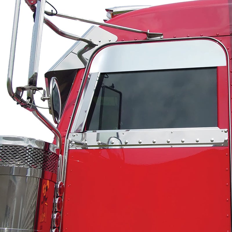 RoadWorks Stainless Steel 5” Chop Tops for Peterbilt Legacy Style Cab (2005-2020) - Sanded Finish