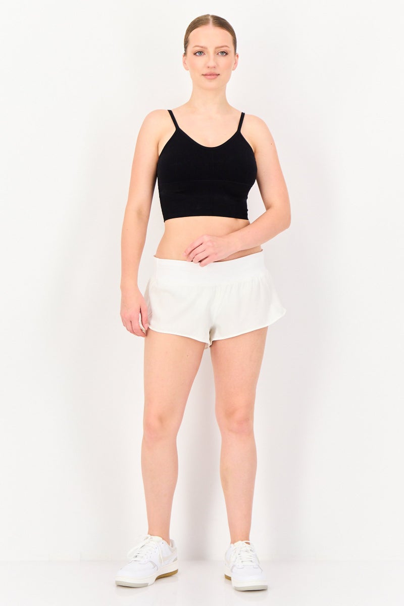 UNDER ARMOUR شورتات جري نسائية برباط سحب، أبيض - Image 3