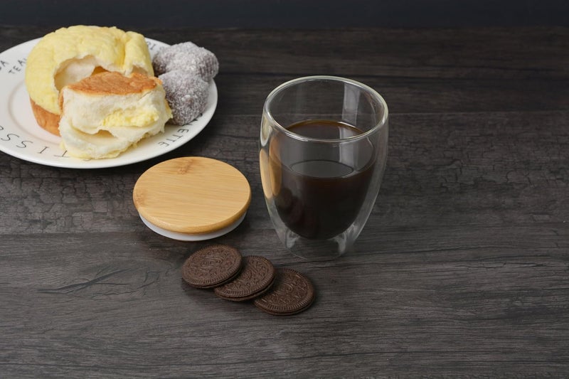 KELVEE Double Wall Glass Coffee Mug Double Layer Tea Cups for Milk Cappuccino Espresso Latte Juice Hot Cold Drinks Beverage Mugs Microwave Safe Cup E 350 ML Pack of 2 - Image 3