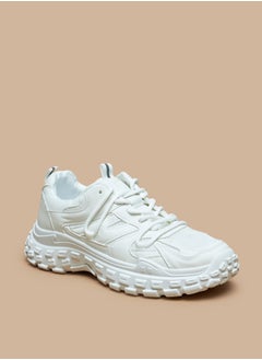 LBL by Shoexpress Textured Low Ankle Sneakers with Lace-Up Closure  - Image 1