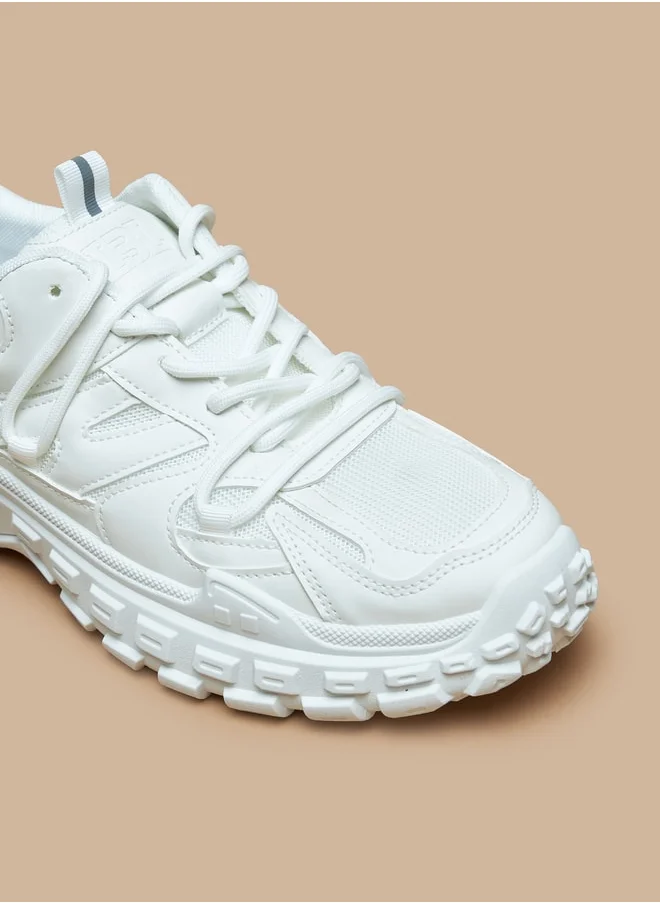LBL by Shoexpress Textured Low Ankle Sneakers with Lace-Up Closure