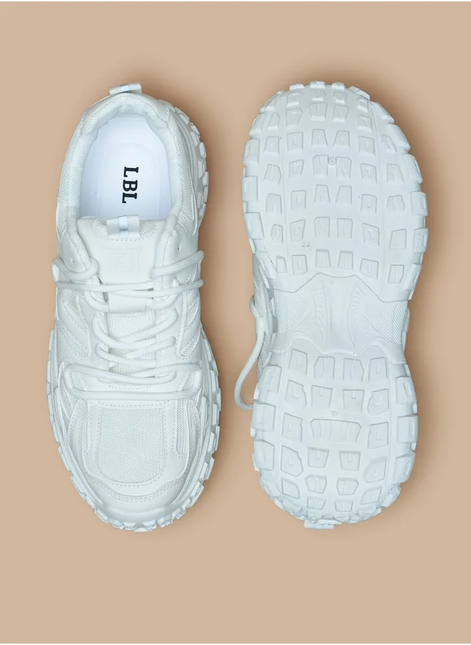 LBL by Shoexpress Textured Low Ankle Sneakers with Lace-Up Closure