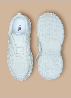 LBL by Shoexpress Textured Low Ankle Sneakers with Lace-Up Closure  - Image 5