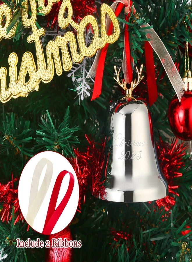 OUMEE 2025 Annual Christmas Bell, Silver Bell Ornaments for Christmas Tree Decorations, Holiday Bell Jingle Bell for Anniversary with Ribbon & Gift Box - Image 3