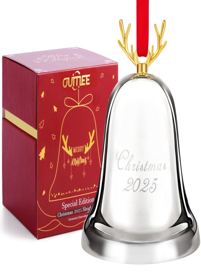 OUMEE 2025 Annual Christmas Bell, Silver Bell Ornaments for Christmas Tree Decorations, Holiday Bell Jingle Bell for Anniversary with Ribbon & Gift Box - Image 1