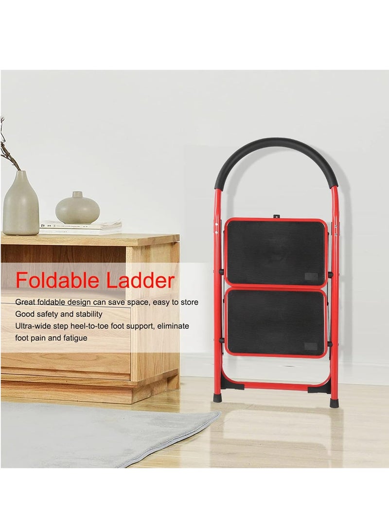 ABBASALI Heavy Duty & Durable Step Ladder Folding Wide Step Steel Ladder 150kg Capacity Multi Purpose Portable Step Stool - Image 2