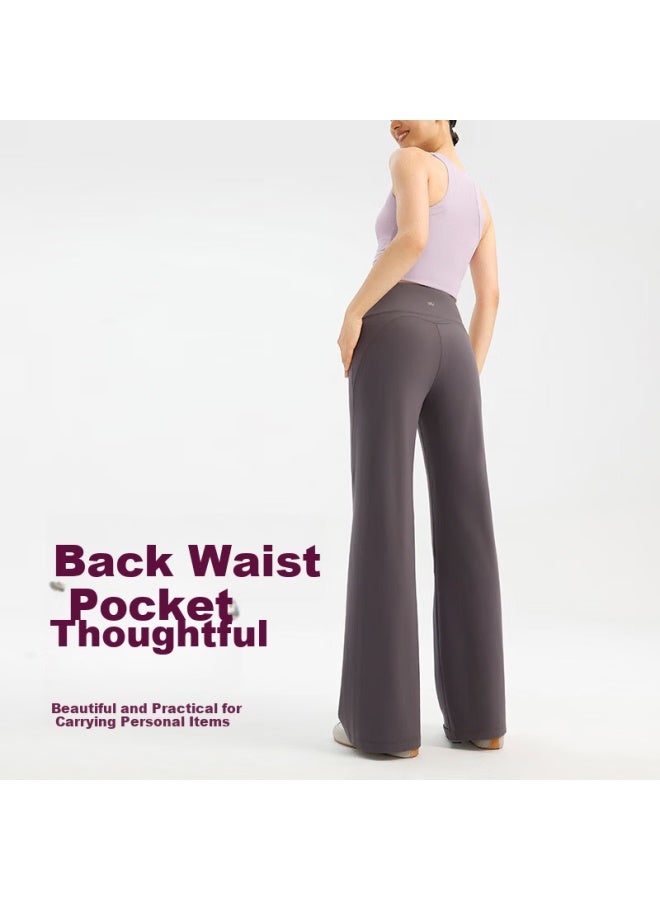 Vfu Small Glutinous Elastic Straight-leg Slight Flare Hip-lifting Slimming Quick-dry Yoga Pants Fitness Pants Autumn Blackberry Purple XL - Image 2