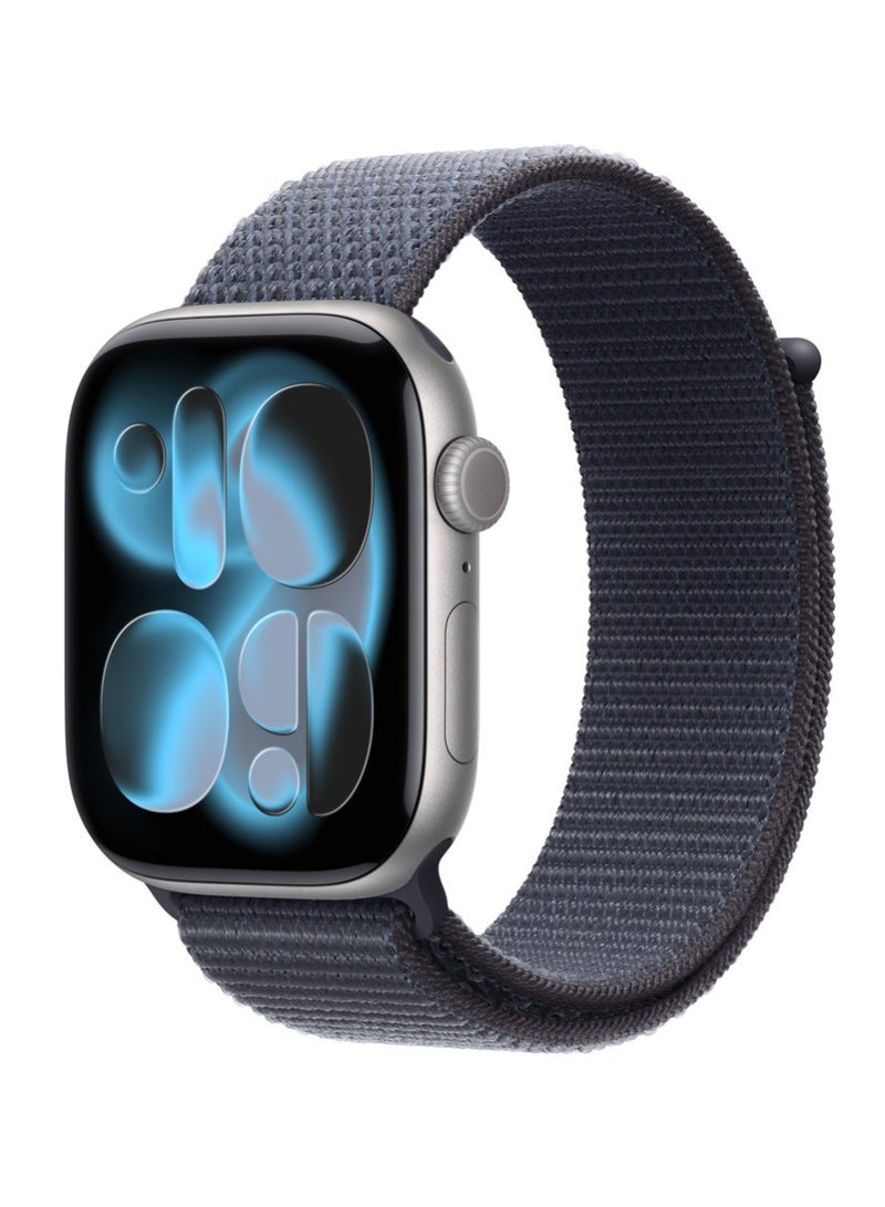 Watch Nylon Loop Band Compatible with Apple Watch 42mm 44mm 45mm 46mm 49mm, Soft Woven Sport Strap, Adjustable Replacement Wristband for Apple Watch Series Ultra / SE / Series 1/2/3/4/5/6/7/8/9/10/11- Anchor Blue - Image 1