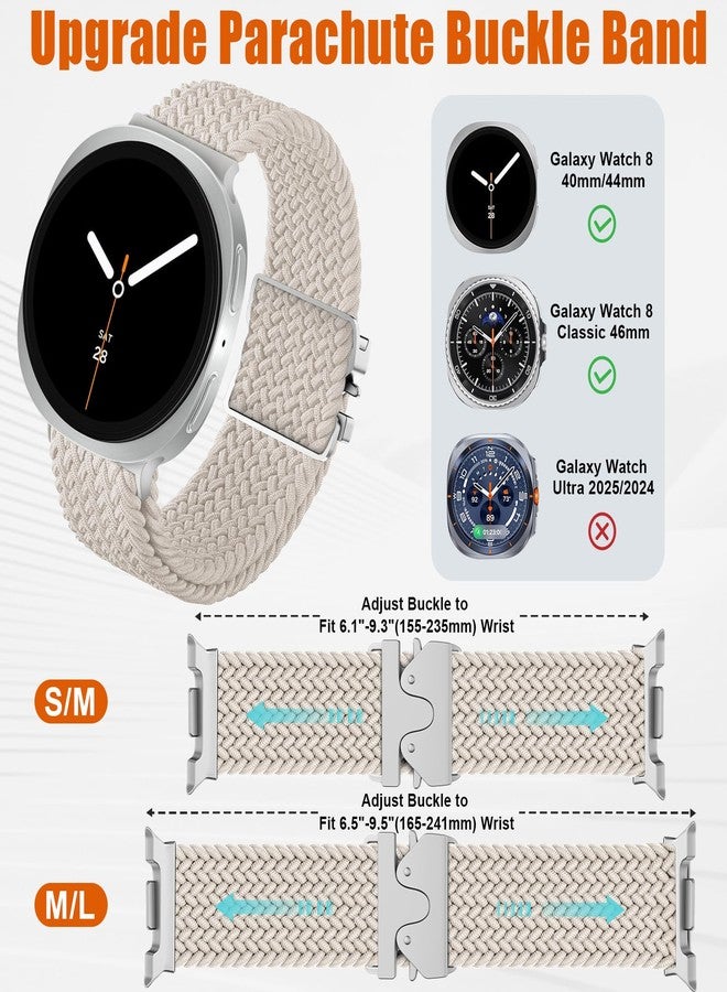 ZOOROO Braided Band Compatible with Samsung Galaxy Watch 8 40mm 44mm/ 8 Classic 46mm, Adjustable Parachute Buckle Stretchy Nylon Sport Strap for Men Women, S/M (Not for Galaxy Watch Ultra) - Image 2