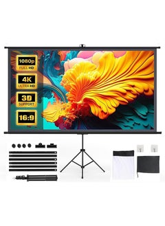 RATSAW 100 Inches Projector Screen with Stand Portable Hanging or Stand Projector Screen 16:9 High Contrast Work In Ambient Light Compact Size Easy Setup Idea for Home Cinema Backyard Party  - Image 1