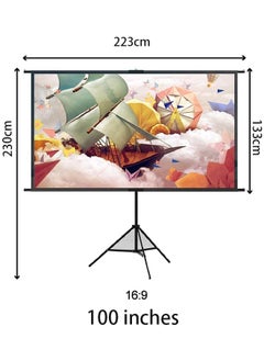 RATSAW 100 Inches Projector Screen with Stand Portable Hanging or Stand Projector Screen 16:9 High Contrast Work In Ambient Light Compact Size Easy Setup Idea for Home Cinema Backyard Party  - Image 2