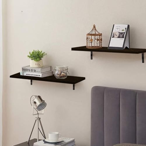 Flux Engineered Wood Floating Wall Shelf for Living Room Wall Mount Wall Shelves Book Shelves for Wall, Room Kitchen, Bathroom, Bedroom and Home Decor (Pack of 1) (Black) - Image 1