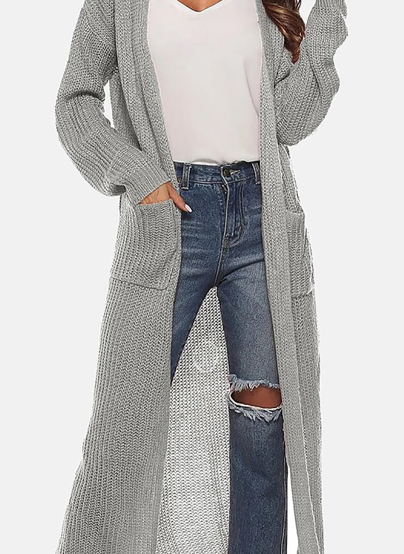 YUNIQEE Grey Solid Relaxed Fit Open front Shrugs