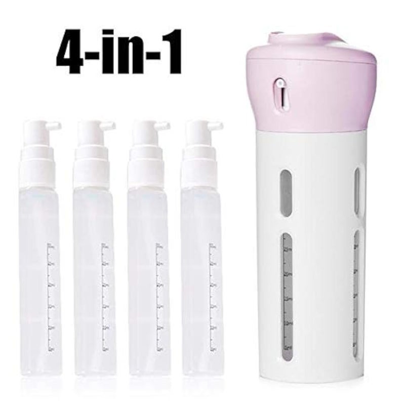 Gk enterprise 4 in 1 Travel Dispenser Bottle Set Travel Refillable Cosmetic Containers Set Plastic Leak Proof Travel Size Toiletries Liquid Lotion Container-Assorted Color-Pack of 1 - Image 5