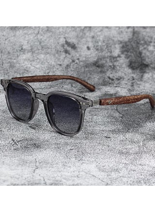 Polarized Aviator Sunglasses for Men Women, UV400 Protection Sun Glasses with Metal and PC Wood grain legs Frame, Fashion Anti-Glare Sun Shades for Driving, Fishing, Traveling (Transparent Gray) - view 2