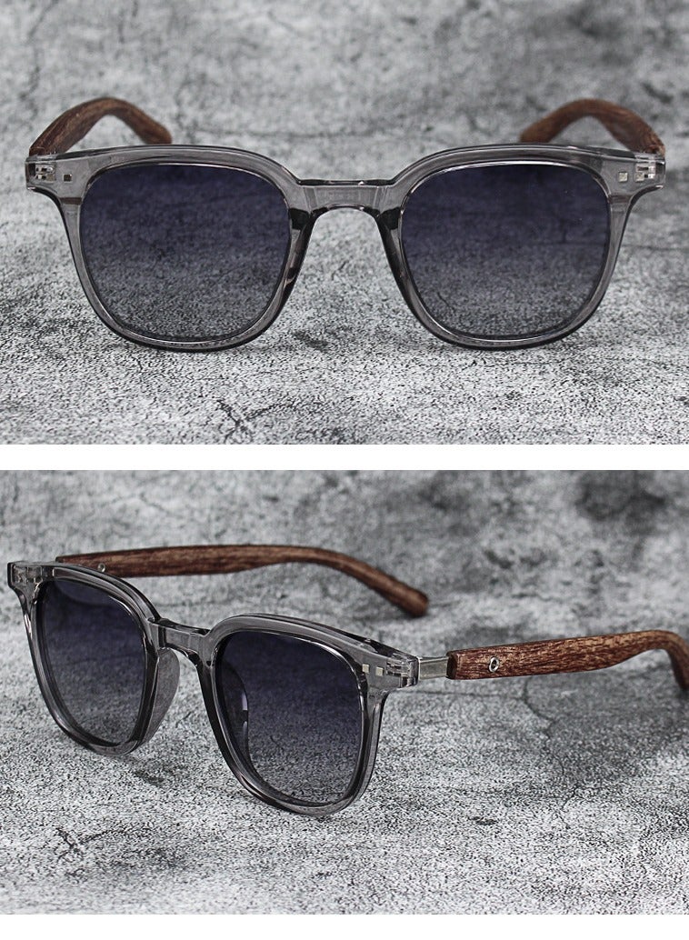 Royal Polarized Aviator Sunglasses for Men Women, UV400 Protection Sun Glasses with Metal and PC Wood grain legs Frame, Fashion Anti-Glare Sun Shades for Driving, Fishing, Traveling (Transparent Gray) - Image 4