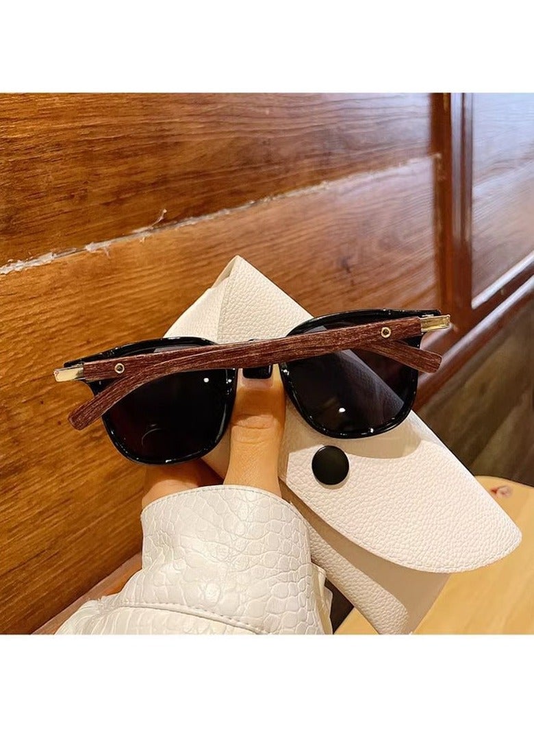 Royal Polarized Aviator Sunglasses for Men Women, UV400 Protection Sun Glasses with Metal and PC Wood grain legs Frame, Fashion Anti-Glare Sun Shades for Driving, Fishing, Traveling (Transparent Gray) - Image 3