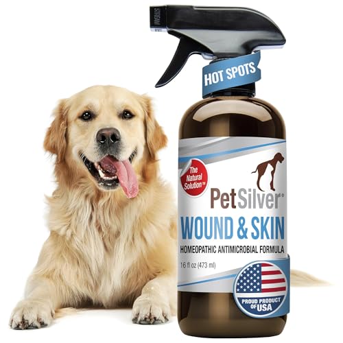 PetSilver Wound Skin Spray Dog Wound Spray Hot Spot Allergy Relief for Dogs Itch Spray for Cats Natural Skin Soother Chelated Silver Superior to Colloidal Silver Made in USA 16 fl oz