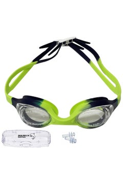 Dolphin G-168 Anti-Fog Kids Swim Goggles With Box & Ear Plugs, Green/Dark Blue 