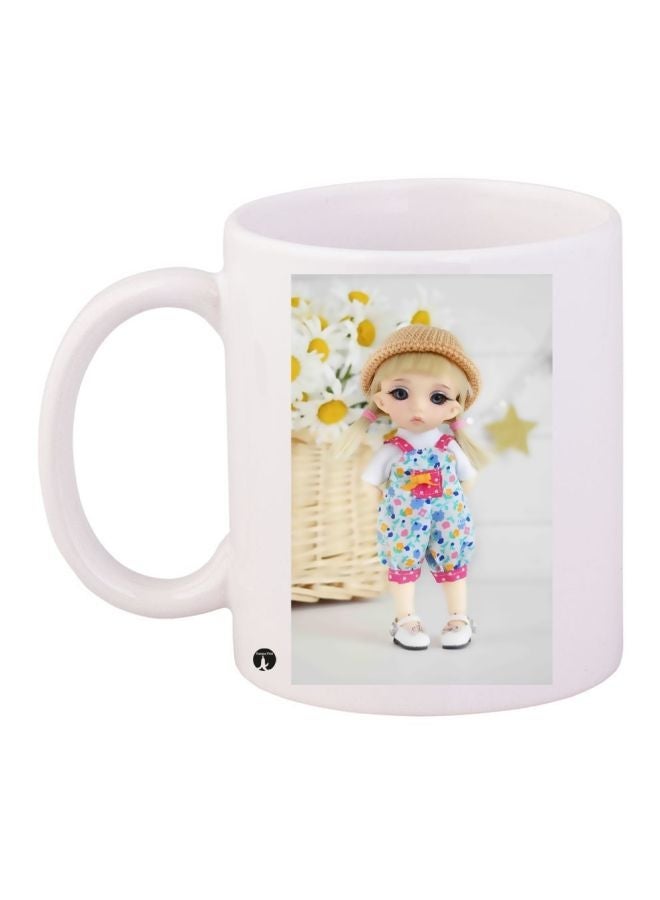 RYN Girl Printed Coffee Mug White/Yellow/Pink 11ounce
