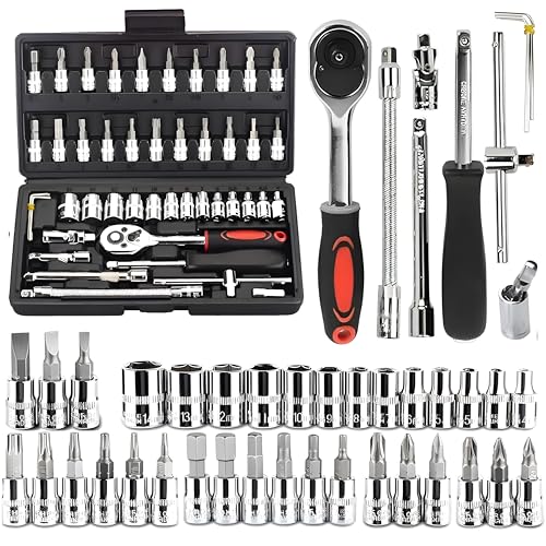 VERAT Chrome Vanadium Steel 46 in 1 Hand Tool Kit - Multi-Purpose Combination Wrench Set With Precision Socket Set - Image 1