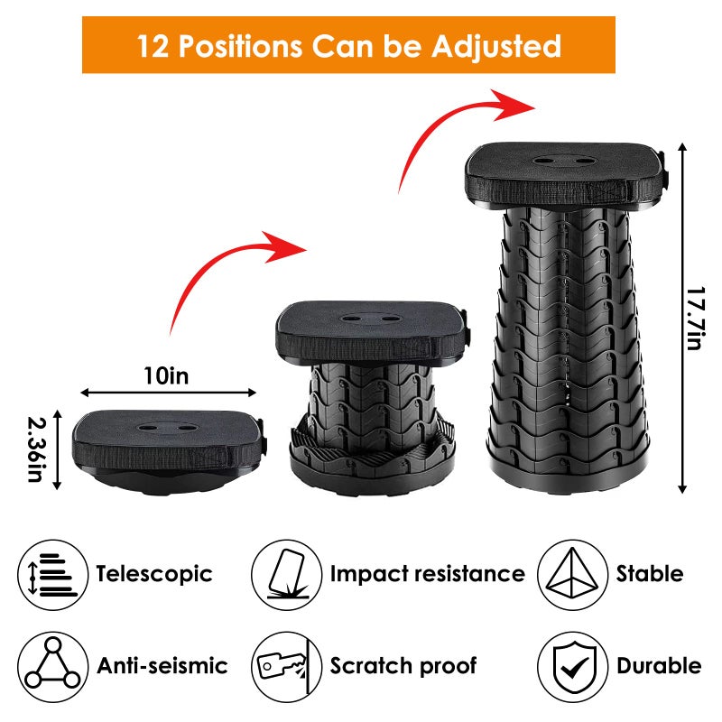 aboutool Collapsible Stool with Soft Removable Cushion & Waterproof Carry Bag - Lightweight Folding Stool, 485lbs Capacity, Portable for Adults, Camping, Fishing, Hiking, Outdoor, Travel - Image 2