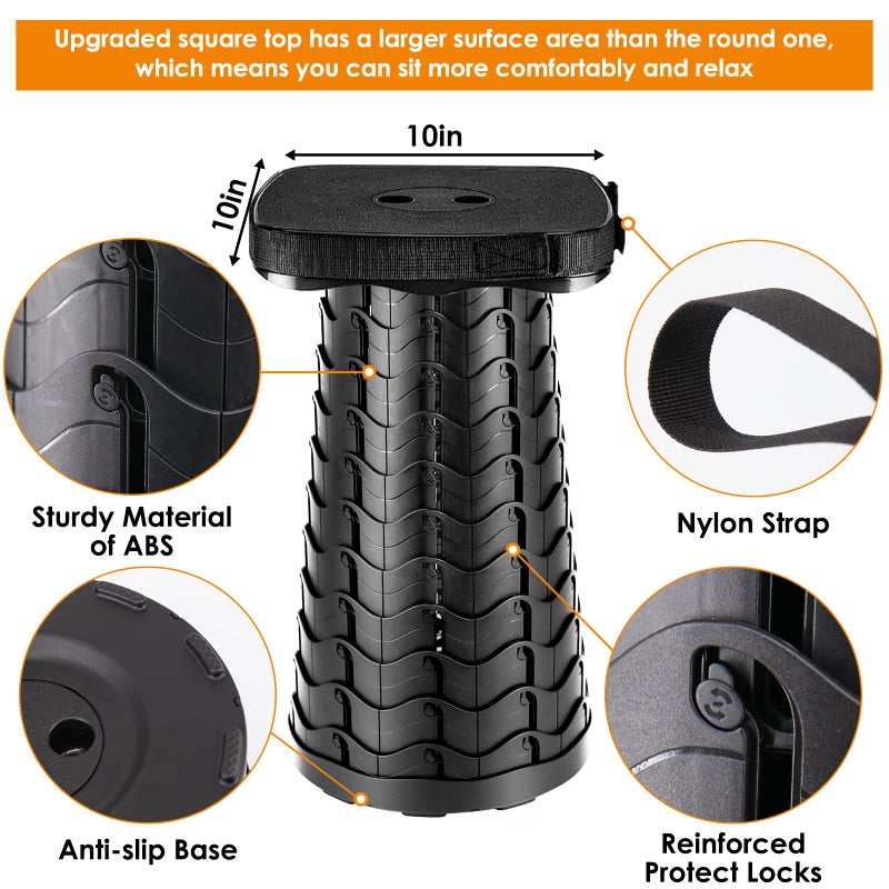 aboutool Collapsible Stool with Soft Removable Cushion & Waterproof Carry Bag - Lightweight Folding Stool, 485lbs Capacity, Portable for Adults, Camping, Fishing, Hiking, Outdoor, Travel - Image 4