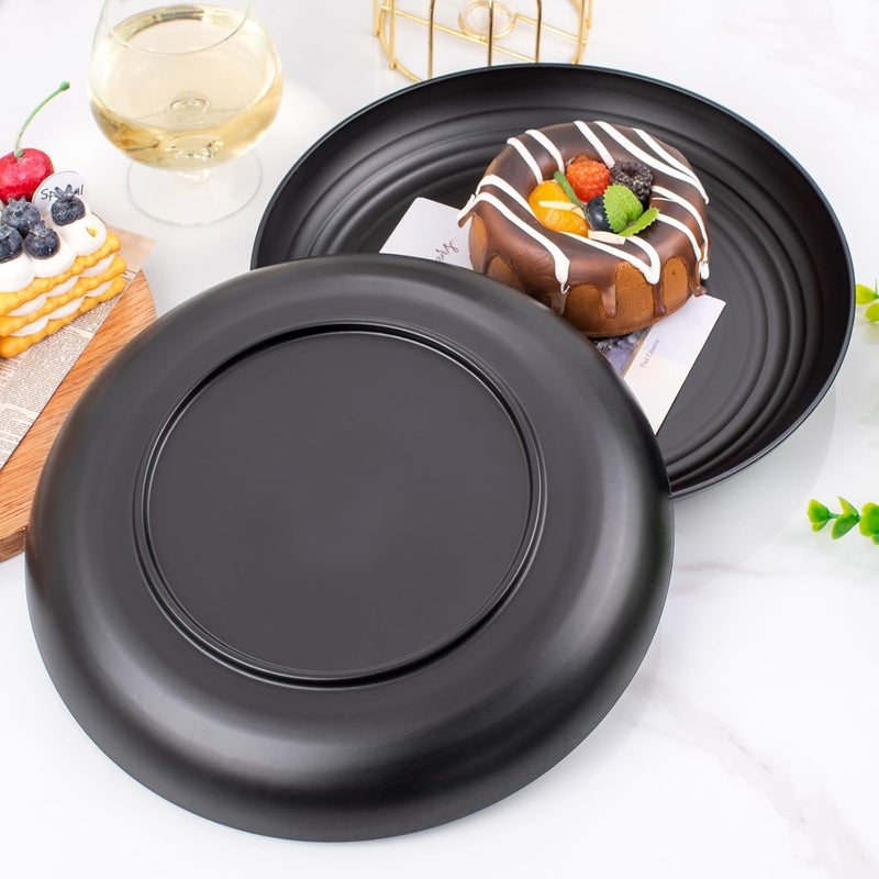 Supernal 16pcs Black Wheat Straw Plates10 inch Unbreakable Dinner PlatesReusable Plastic PlatesDishwasher  Microwave SafeLightweight Dinnerware Plates Set for KitchenCamping - Image 5