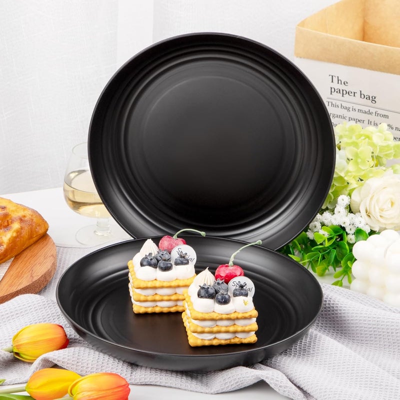Supernal 16pcs Black Wheat Straw Plates10 inch Unbreakable Dinner PlatesReusable Plastic PlatesDishwasher  Microwave SafeLightweight Dinnerware Plates Set for KitchenCamping - Image 3