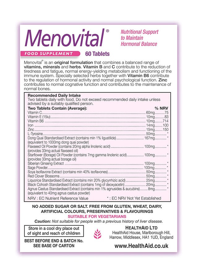 HealthAid Menovital- 60 Tablets - Image 2