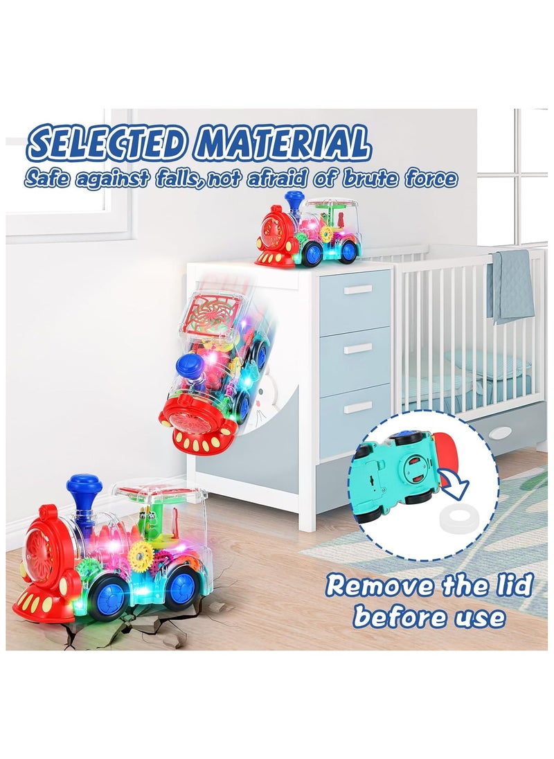 Generic Light Up Train Toys,Fun Electric Transparent Gear Sensory Toy for Kids with Colorful Light Music and Moving Gears,Tummy Time Crawling Baby Toys for Boys Girls  - Image 4