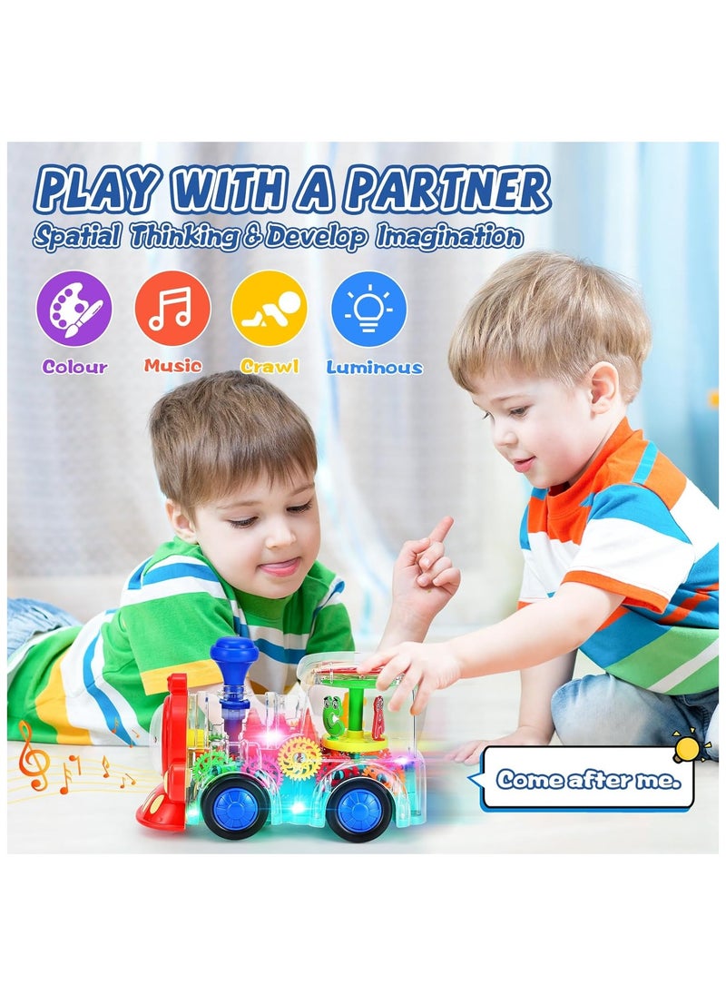 Generic Light Up Train Toys,Fun Electric Transparent Gear Sensory Toy for Kids with Colorful Light Music and Moving Gears,Tummy Time Crawling Baby Toys for Boys Girls  - Image 5