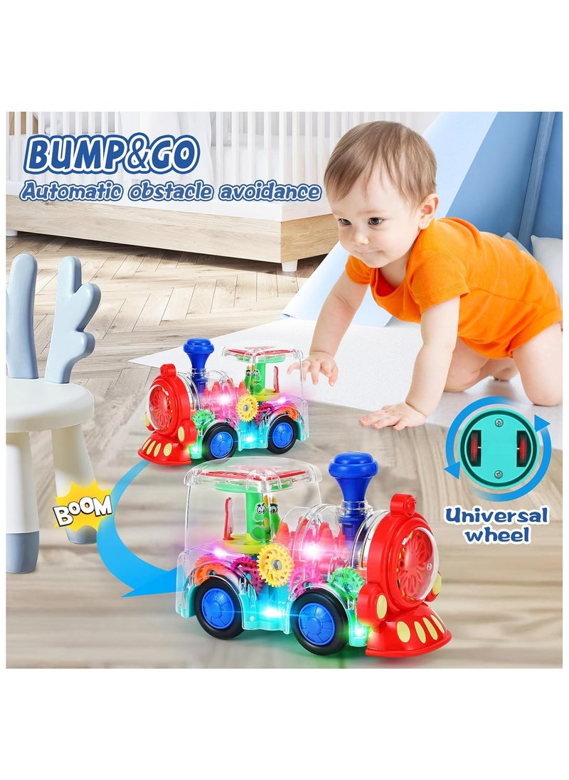 Generic Light Up Train Toys,Fun Electric Transparent Gear Sensory Toy for Kids with Colorful Light Music and Moving Gears,Tummy Time Crawling Baby Toys for Boys Girls  - Image 3