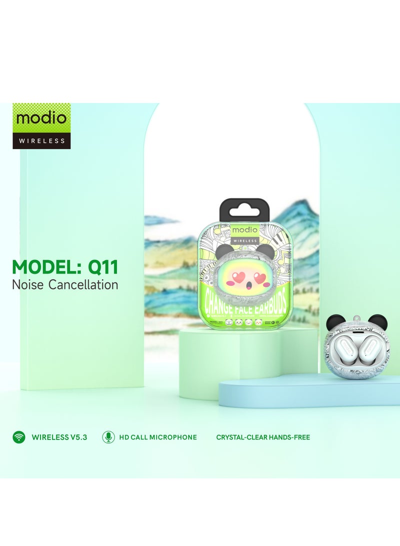 موديو سماعات أذن لاسلكية Modio Q11 بتصميم قابل للتخصيص وأغطية قابلة للتغيير، سماعات أذن بلوتوث عالية الدقة ومتميزة لأسلوب شخصي، مريحة في الاستخدام، عازلة للضوضاء، سماعات رأس لاسلكية مريحة مع عمر بطارية طويل، مثالية لمكالمات الموسيقى والاستخدام اليومي - Image 2