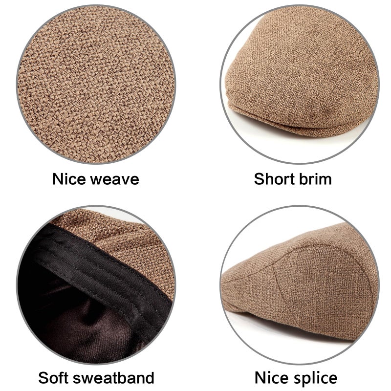 LADYBRO Classic Solid Flat Cap Newsboy Hats for Men Cabbie Driving Scally Adjustable (Polyester Blend, Khaki) - Image 5