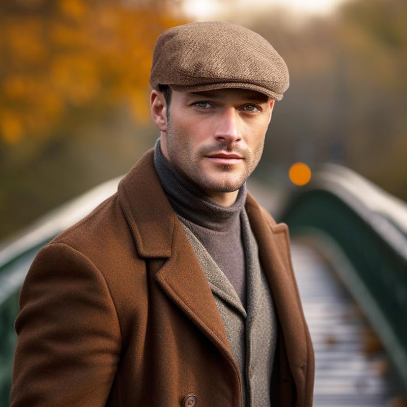 LADYBRO Classic Solid Flat Cap Newsboy Hats for Men Cabbie Driving Scally Adjustable (Polyester Blend, Khaki) - Image 2