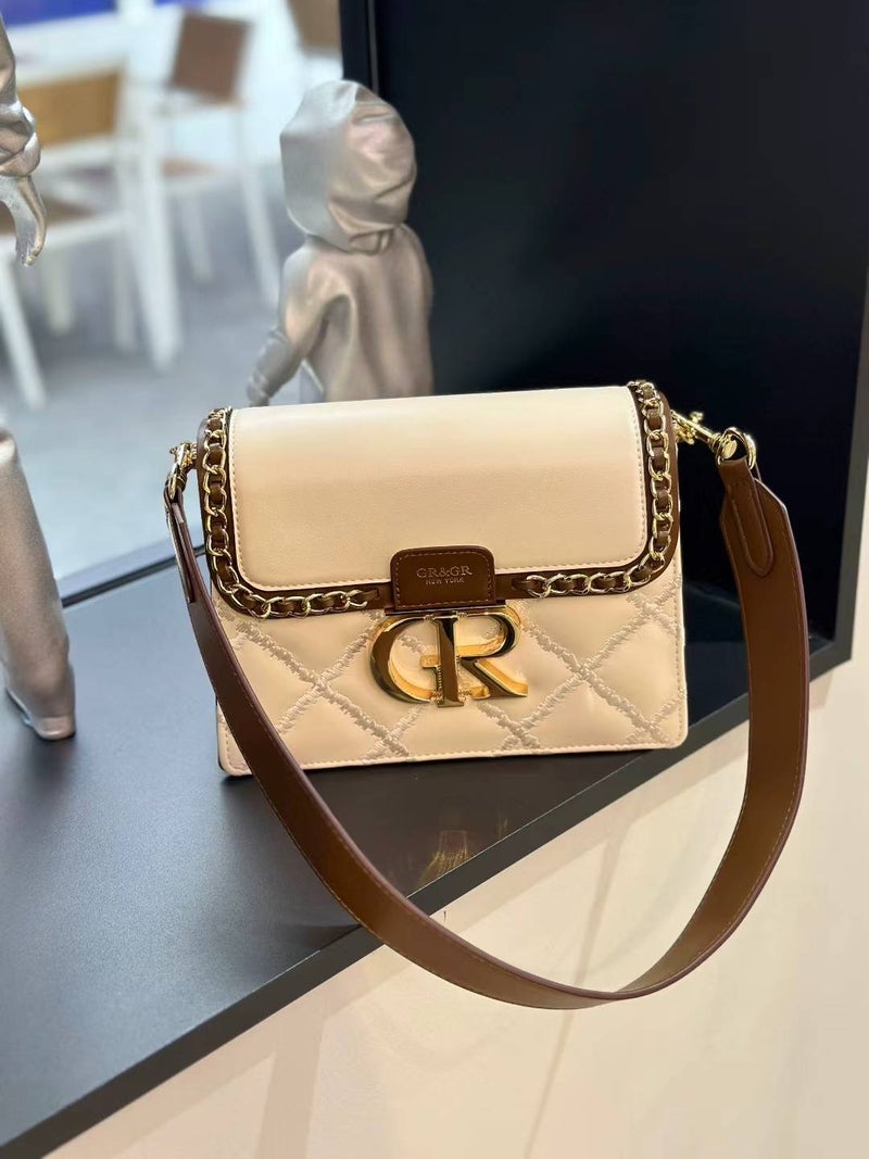 High-End Wide Shoulder Strap Women'S Bag Fashion Quilted Chain Bag Versatile Popular One-Shoulder Cross-Body Small Square Bag - Image 2