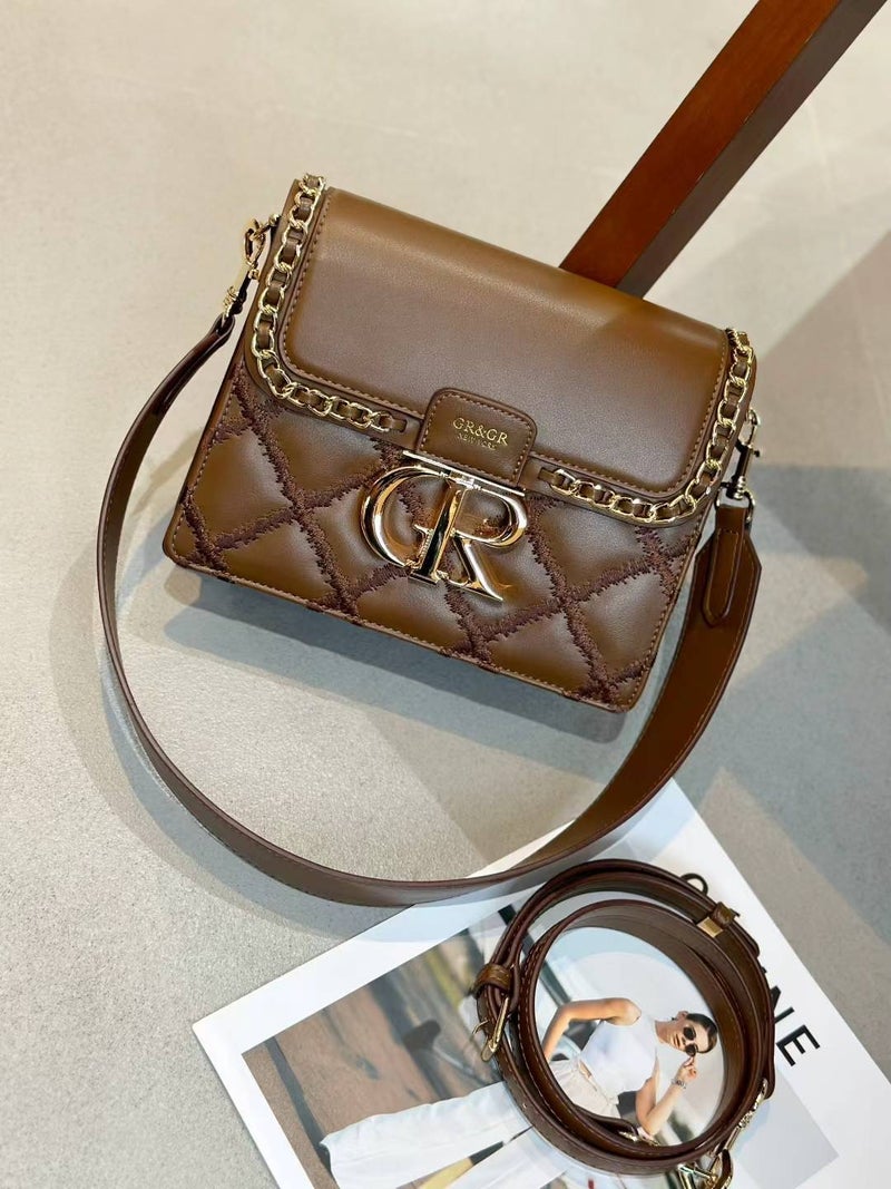 High-End Wide Shoulder Strap Women'S Bag Fashion Quilted Chain Bag Versatile Popular One-Shoulder Cross-Body Small Square Bag - Image 1