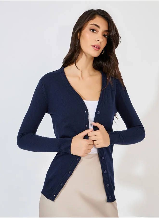 Styli Regular Fit Button Placket Cardigan